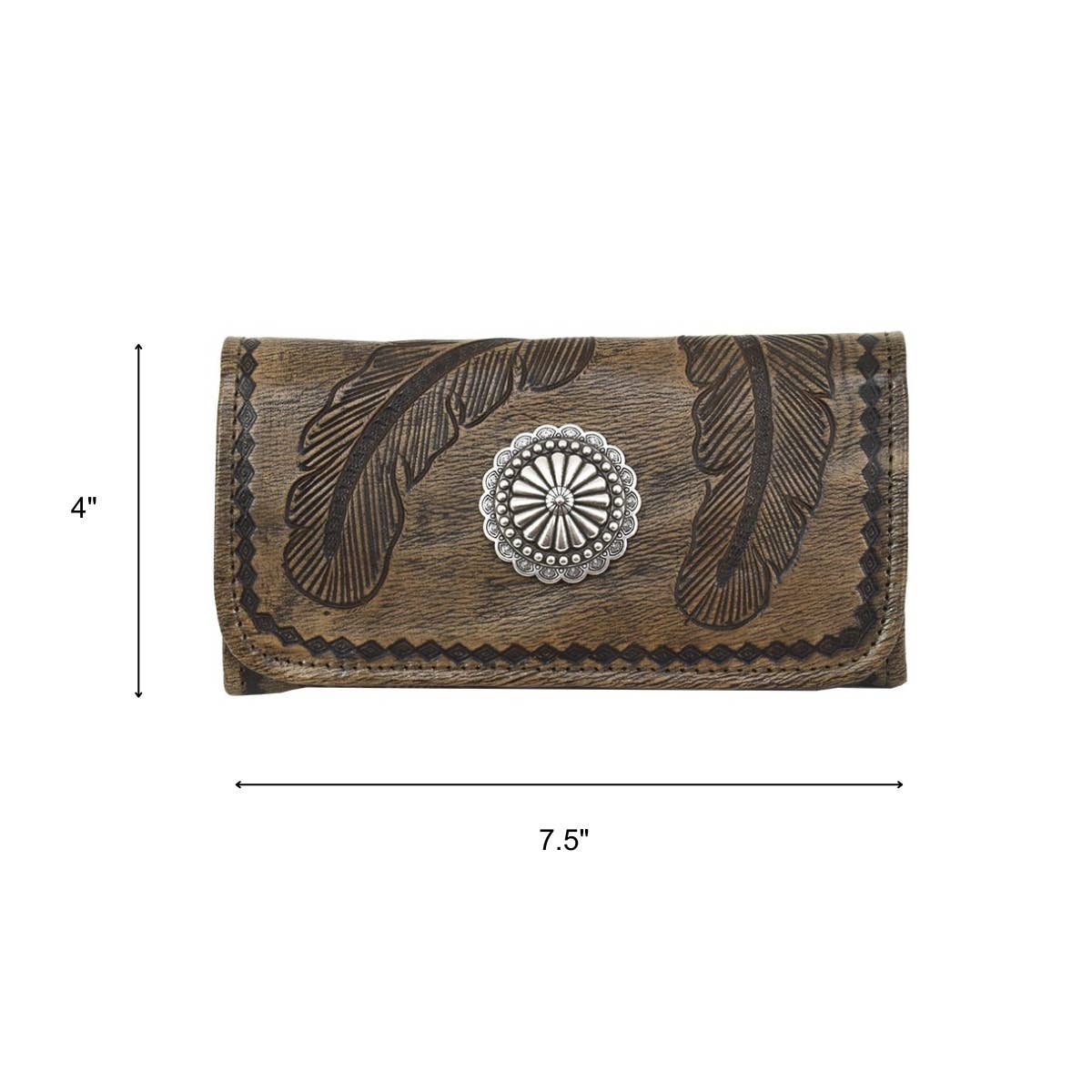 Sacred Bird Hand-Tooled Tri-Fold Wallet
