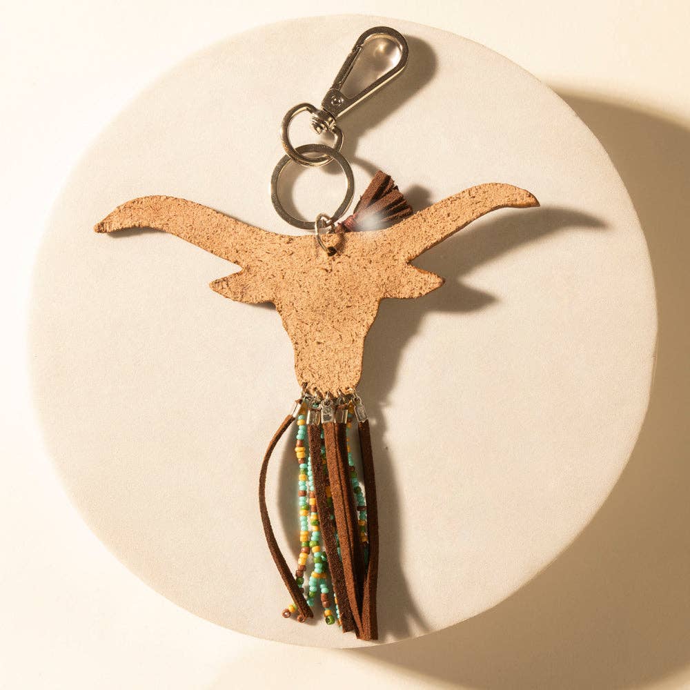 Honey Creek Longhorn Leather Key Fob