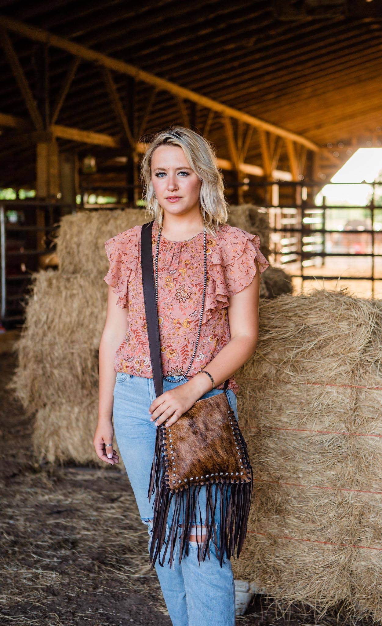 Midnight Range Hair-On Fringe Crossbody