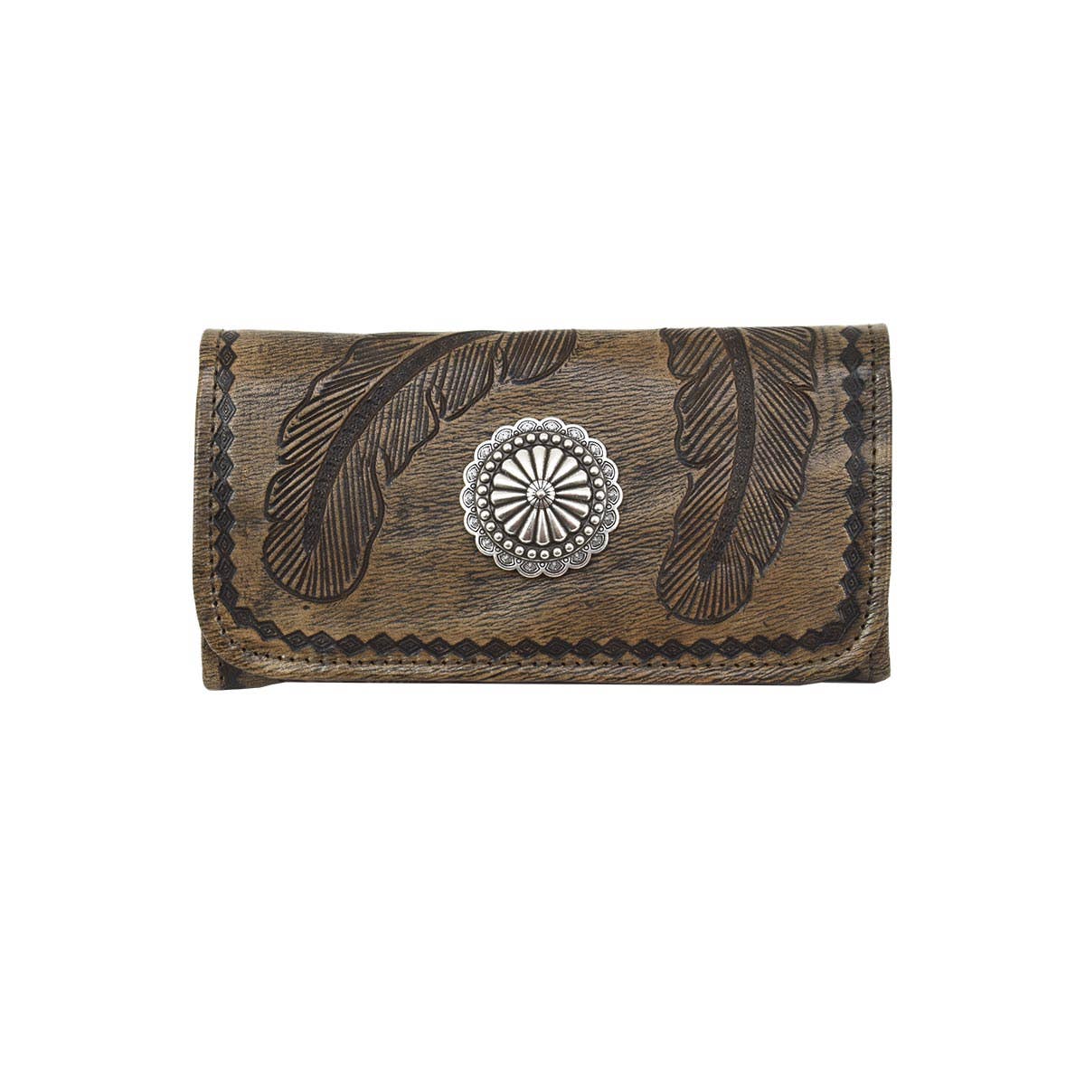 Sacred Bird Hand-Tooled Tri-Fold Wallet