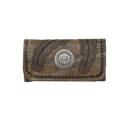 Sacred Bird Hand-Tooled Tri-Fold Wallet