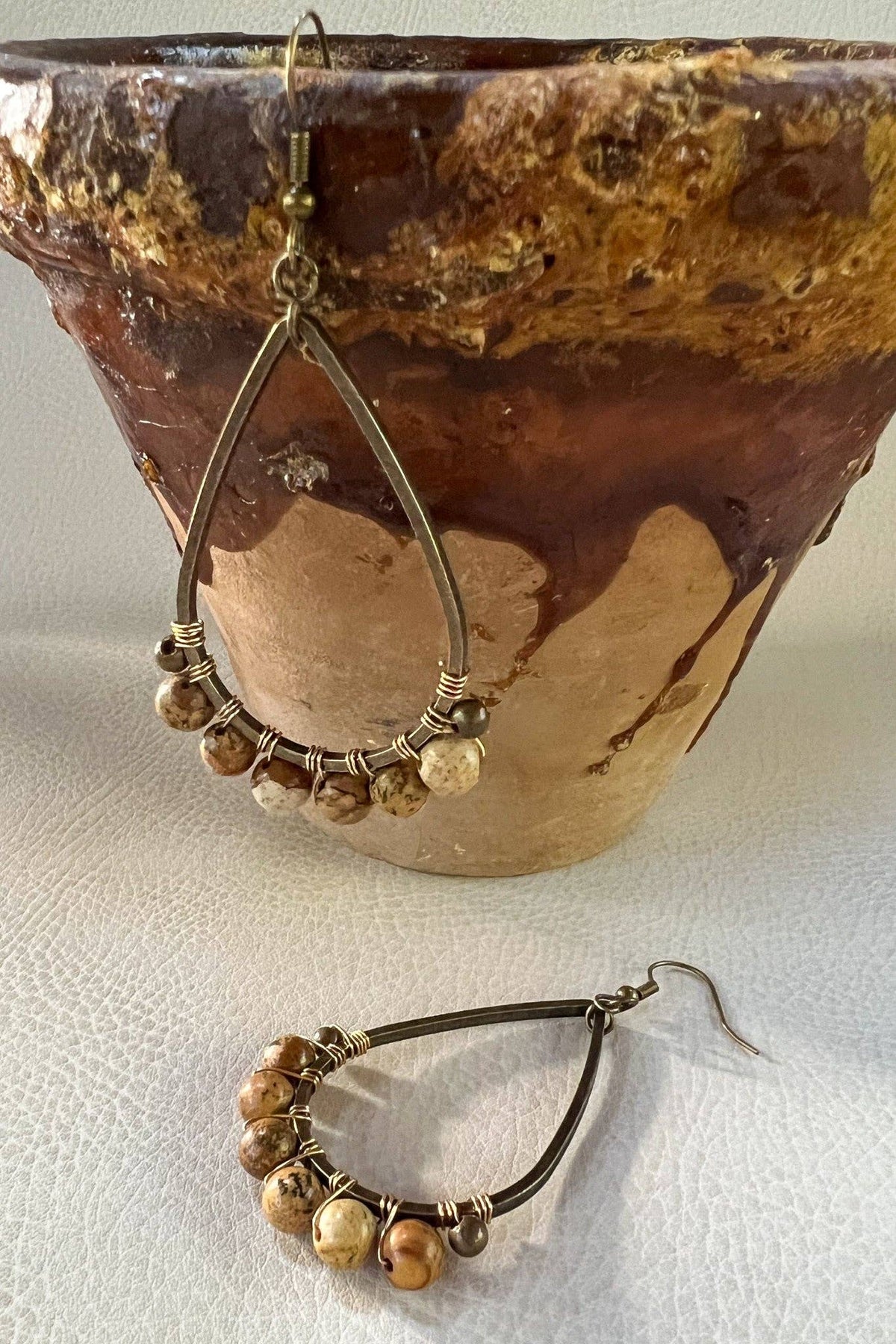 Desert Rain Jasper Teardrop Earrings