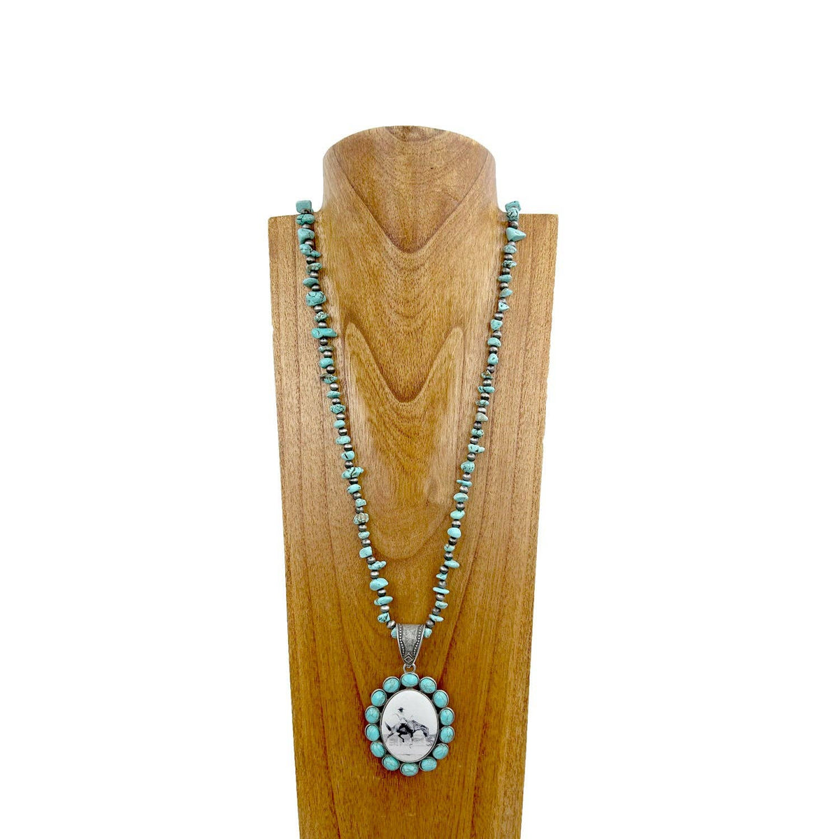 Turquoise Cowboy Long Pendant Necklace