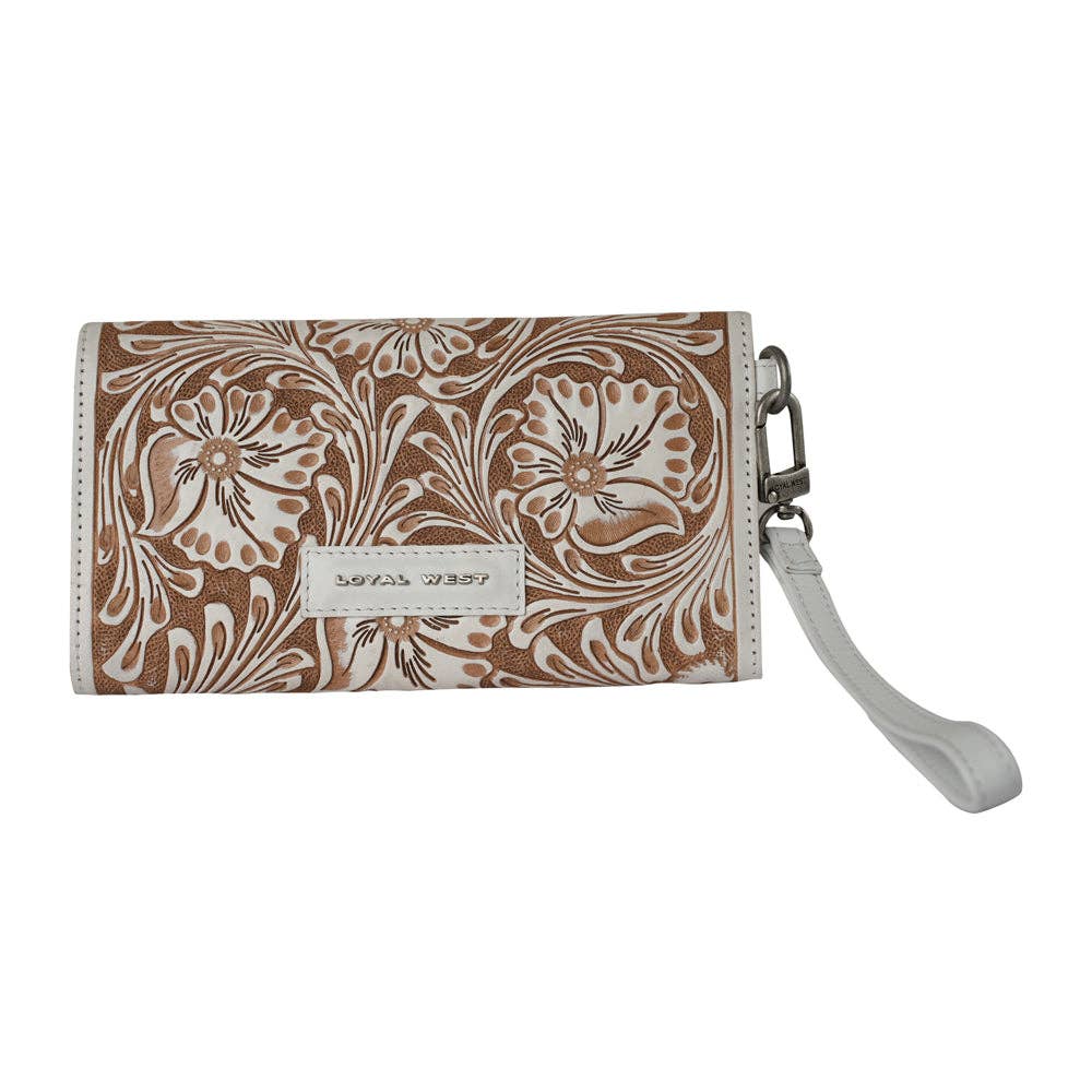 Ivory Dust Hand-Tooled Wristlet Wallet