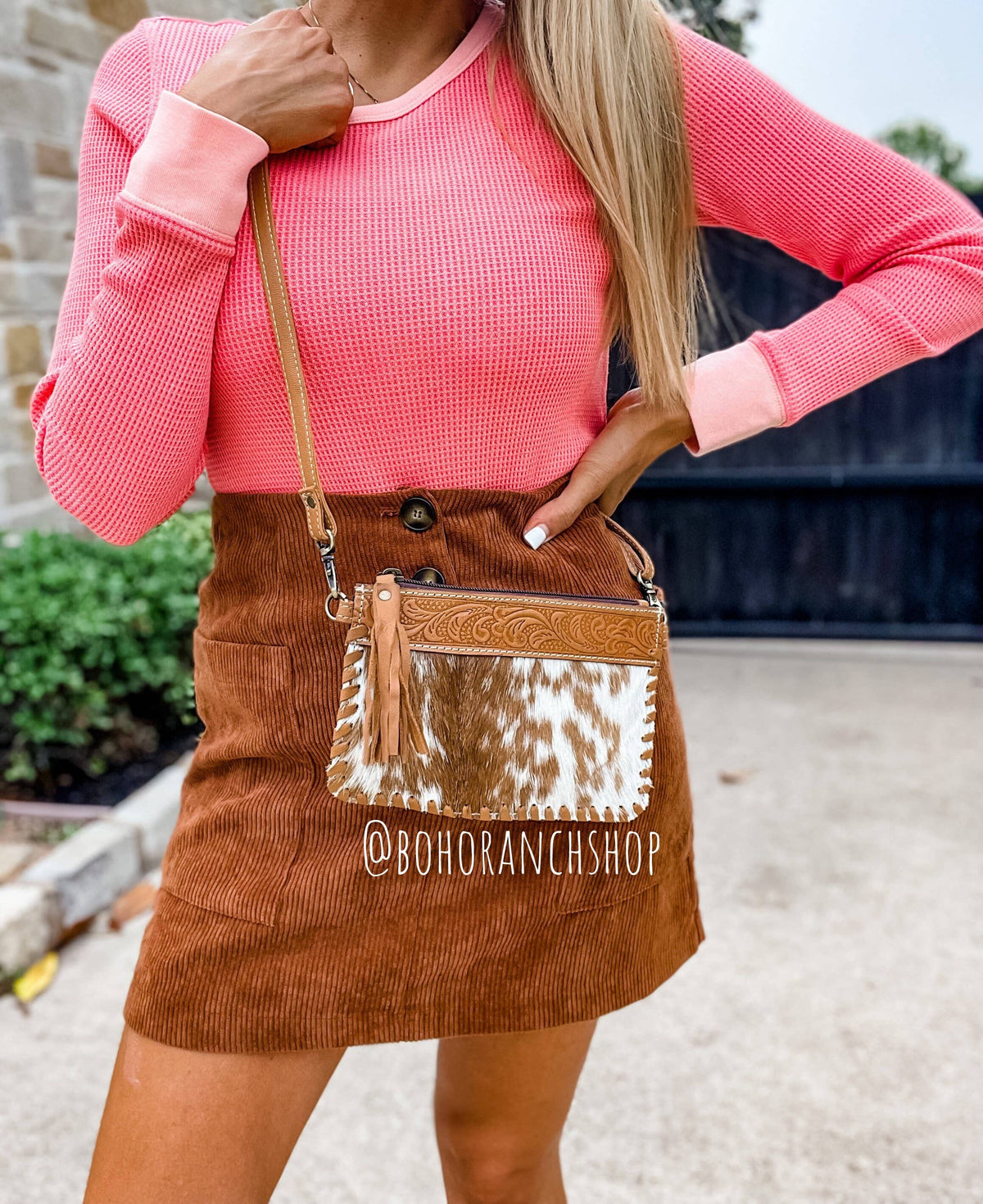 Cimarron Hide Tooled Mini Crossbody