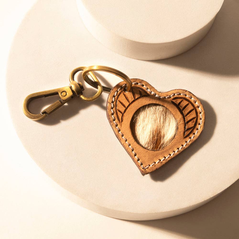 Studded Heart Western Key Fob