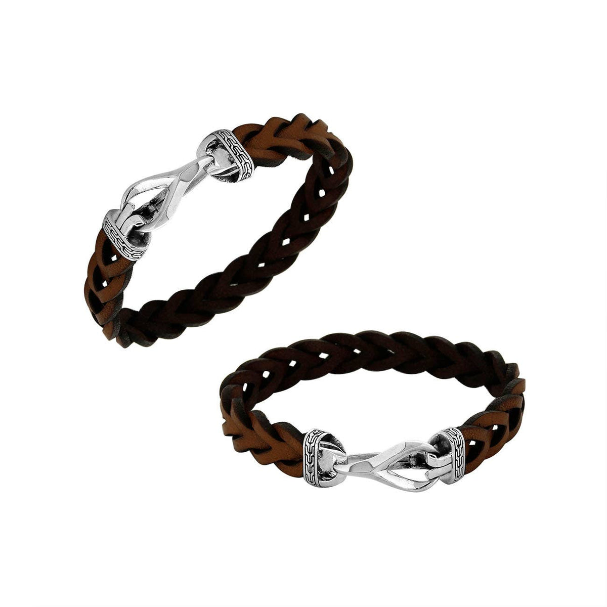Sterling Trail Braided Leather Bracelet