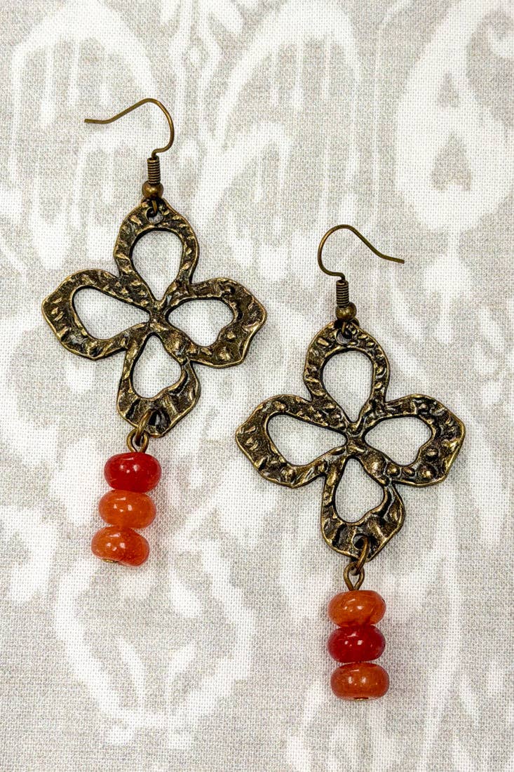 Ember Bloom Red Agate Earrings