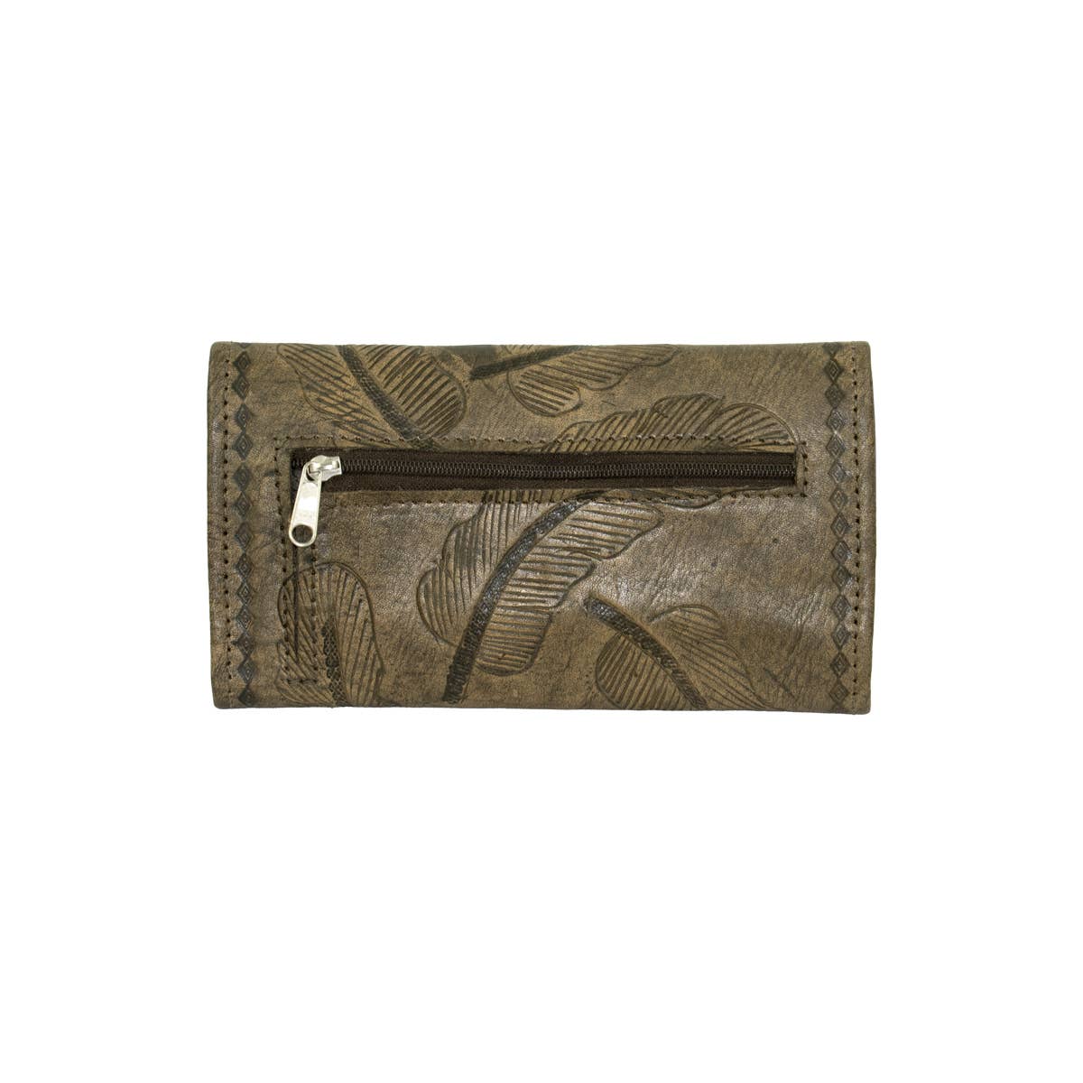 Sacred Bird Hand-Tooled Tri-Fold Wallet