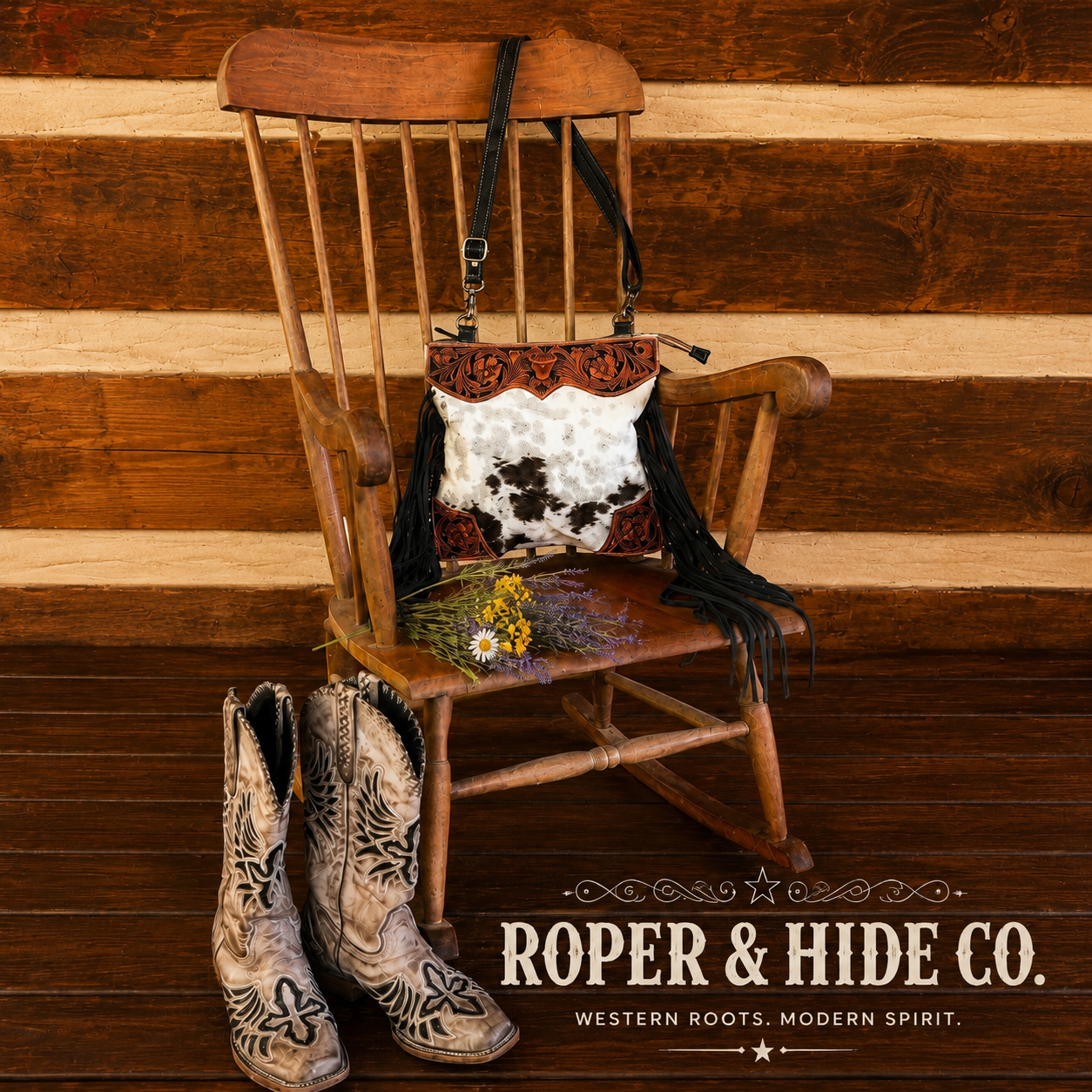 Tumbleweed Trail Fringed Hand-Tooled Bag