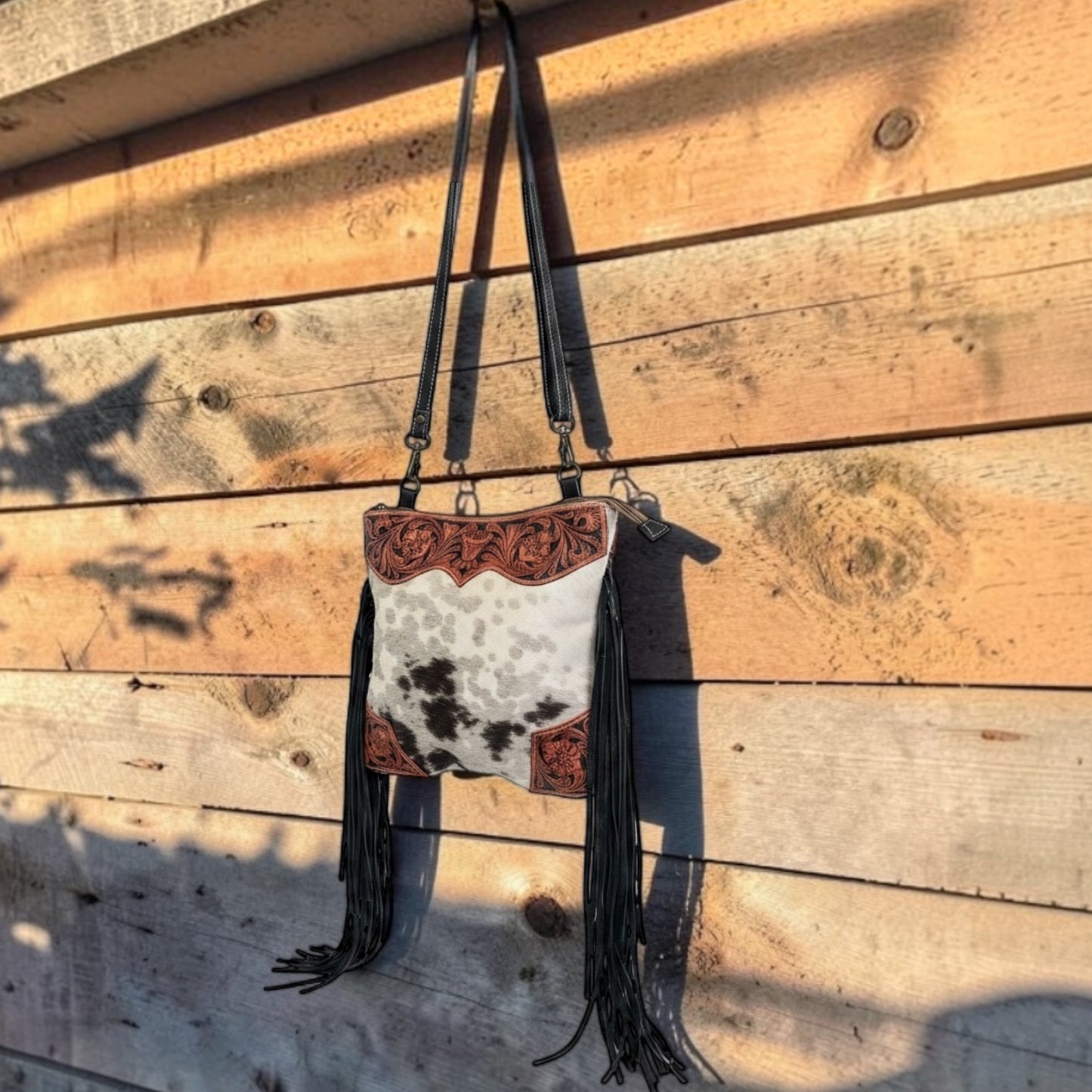 Tumbleweed Trail Fringed Hand-Tooled Bag
