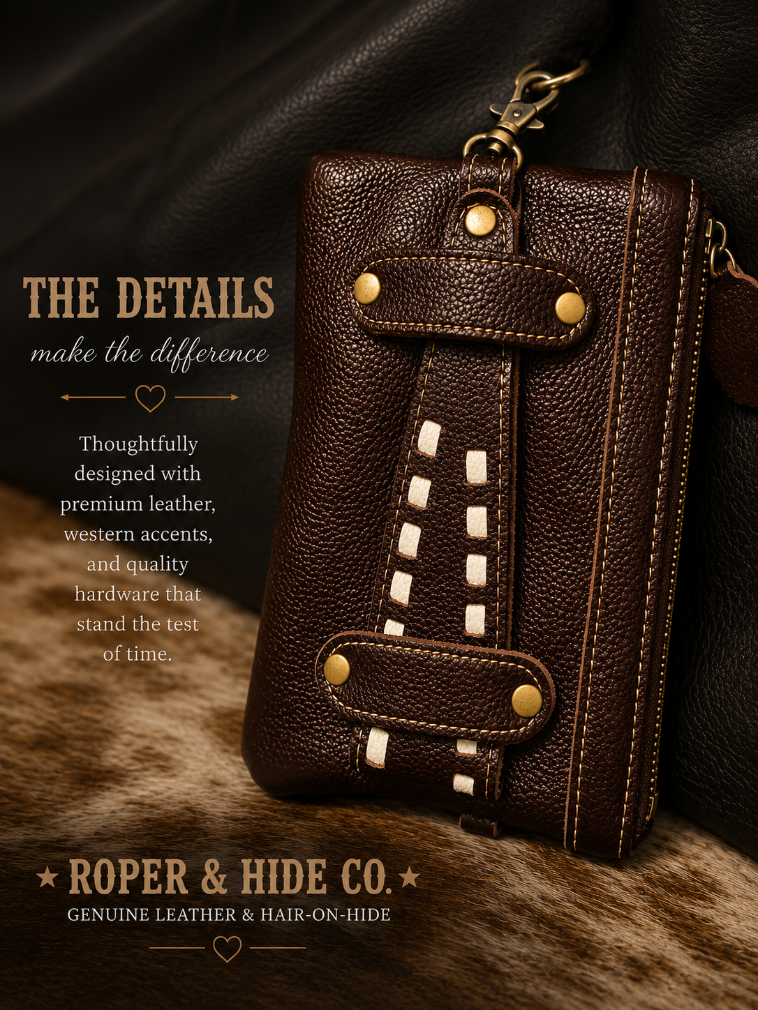 Breeks Delight Cowhide Wristlet