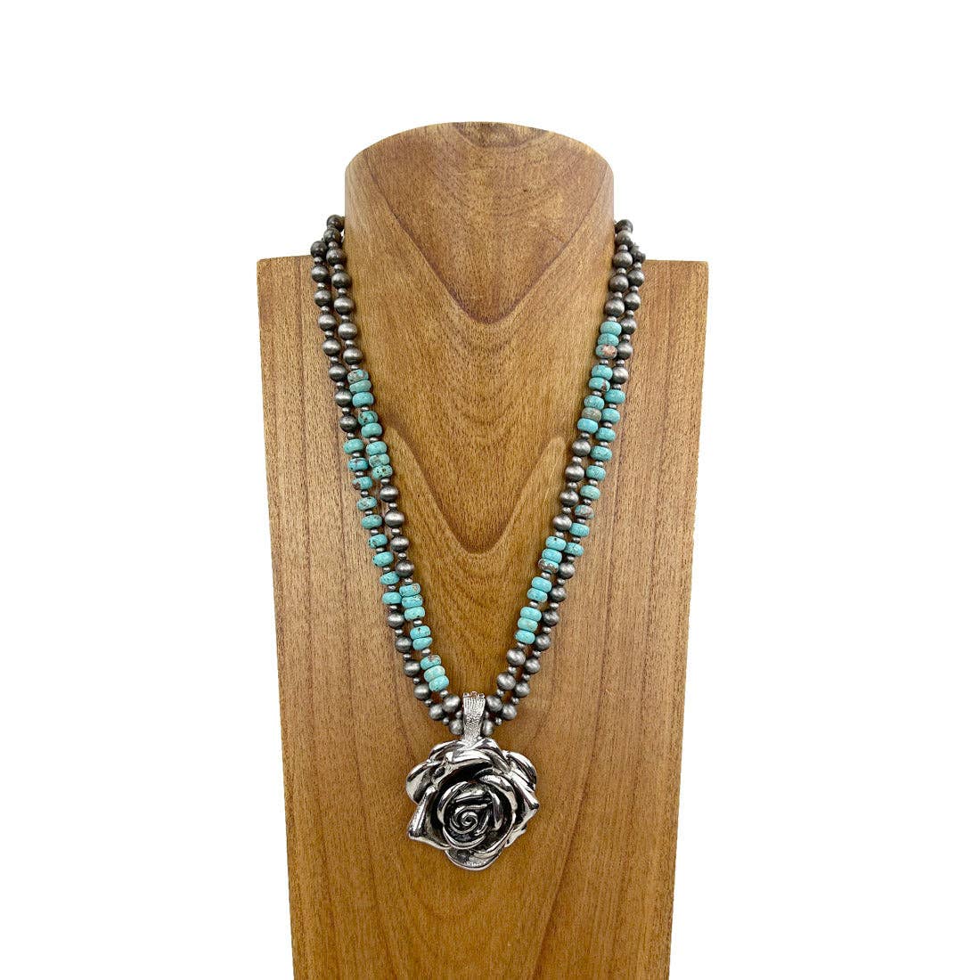 Turquoise Rose Double-Strand Necklace