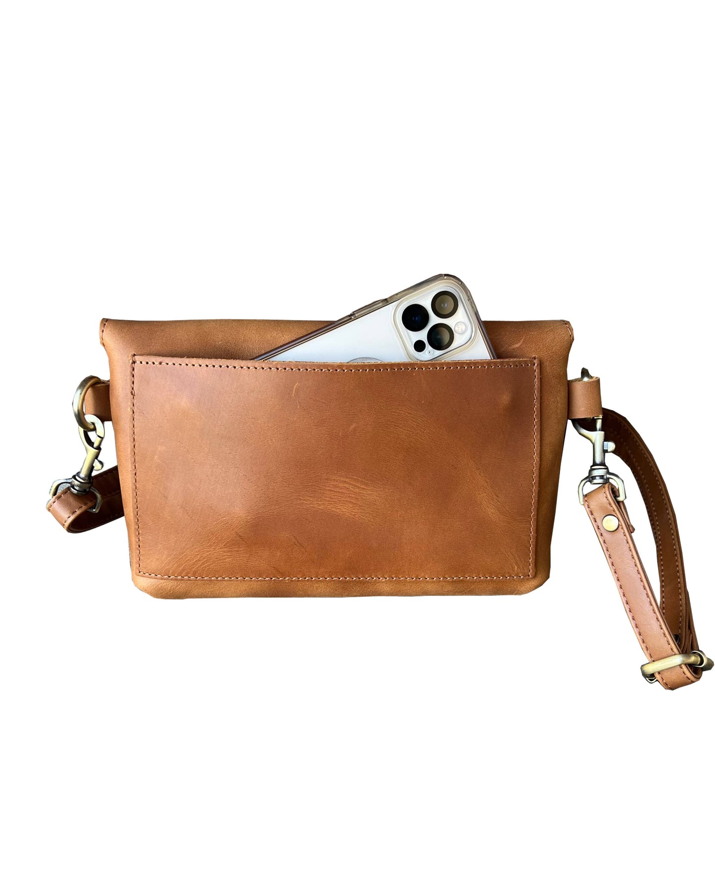 W022L crazy horse genuine leather crossbody: Brown