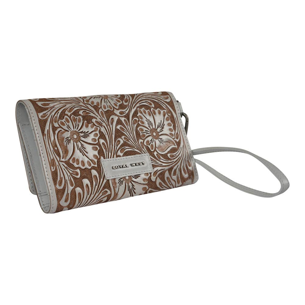 Ivory Dust Hand-Tooled Wristlet Wallet