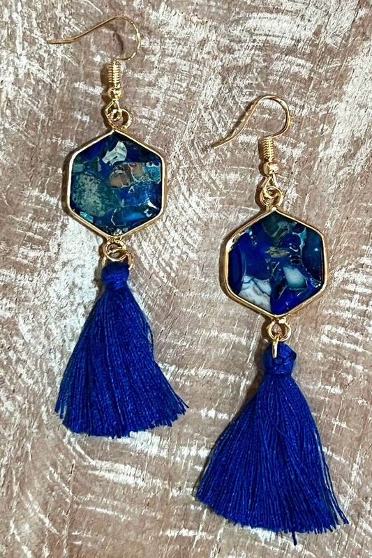 Cobalt Canyon Tassel Earrings