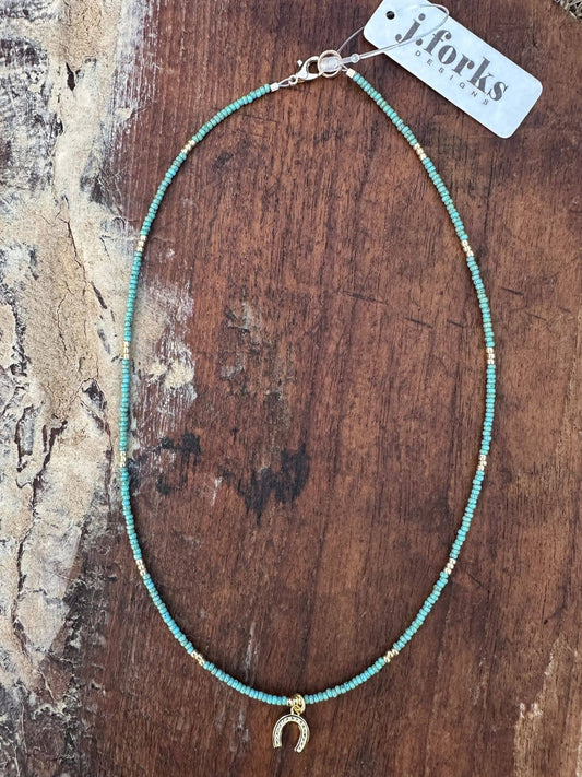 Lucky Spur Turquoise Horseshoe Necklace